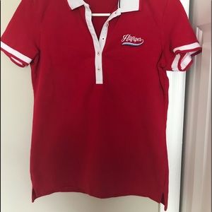 Red Tommy Hilfiger polo shirt